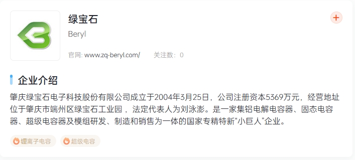 专注研发超级电容器，绿宝石超级电容规格书现可快速下载